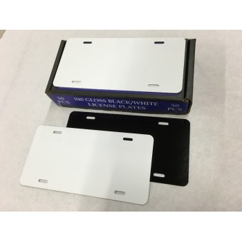 .040 White/Blk Aluminum License Plates (A-62)